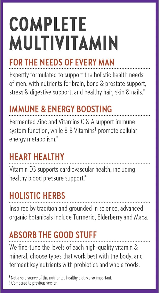 New Chapter Men’s Multivitamin, B6, Extra B12, D3, Vitamin C & Zinc, Immune, Heart, Cellular Energy, and Brain Health, Gentle on The Stomach, One Daily, Non-GMO, Gluten-Free, 18+, 48 Tablets