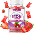 softbear Iron Gummies for Women & Men & Kids, Chewable Iron Supplements with Vitamin C,B3,B5,B6,B12 Supports Immune System, Energy & Vitality, Sugar-Free/Vegan, Strawberry Flavor 60 Count