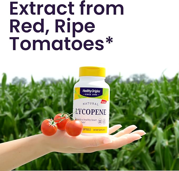 Healthy Origins Lycopene 15 mg (Natural, Non-GMO, Gluten Free, Skin Support, Prostate Support), 180 Softgels