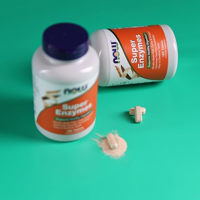 NOW Foods Supplements, Super Enzymes, Formulated with Bromelain, Ox Bile, Pancreatin and Papain, 180 Tablets (Pack of 2)