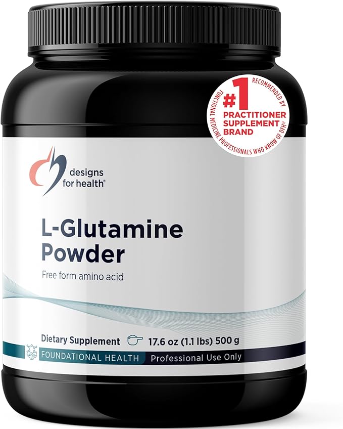 Designs for Health L Glutamine Powder - 3000mg Amino Acids Supplement to Support Muscle Recovery, Digestive, Immune + Gut Health - Non-GMO + Gluten Free Easy Drink Mix (166 Servings / 500g)