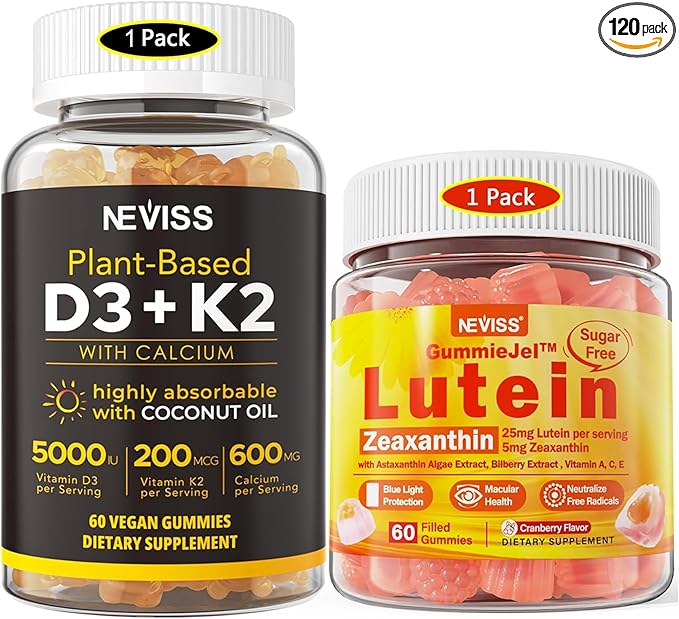 NEVISS Sugar Free Lutein Gummies 60 Counts + Vitamin D3 Gummies 60 Counts