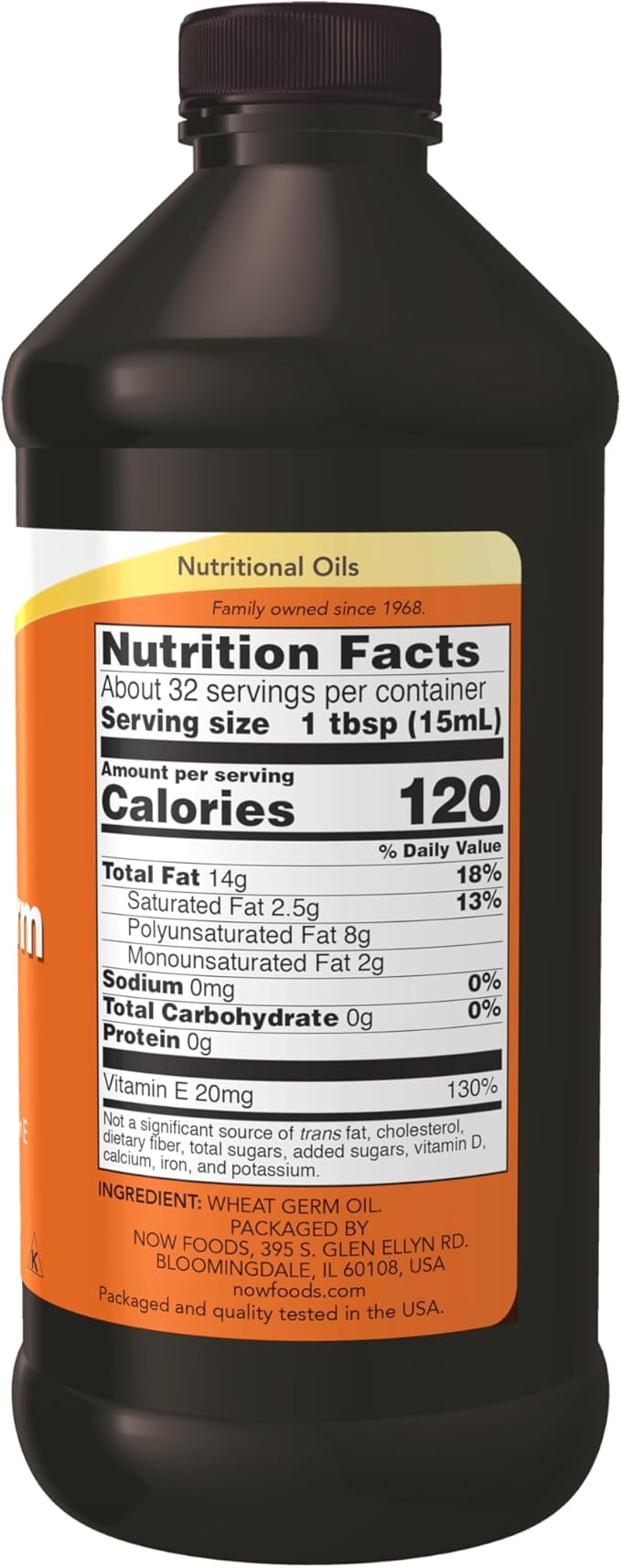 NOW Foods Supplements, Wheat Germ Oil with Essential Fatty Acids (EFAs), Nutritional Oil, 16-Ounce