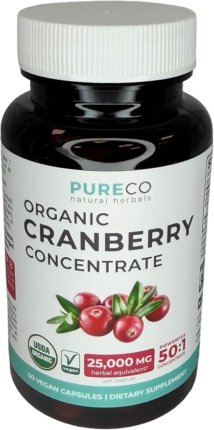 Organic Cranberry Pills - Vegan Supplement for Urinary Tract Health & Kidney Cleanse - Cranberry Pills for Women 500mg 50:1 Cranberry Concentrate Per Serving - Urinary Tract Support - 60 Capsules