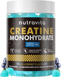 Nutravita NSF Certified Creatine Gummy - Creatine Monohydrate Gummies for Men & Women-5g of Creatine Monohydrate per Serving - Sugar Free,Vegan, Blueberry Flavor, 120 Count