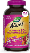 Nature's Way Alive! Women’s 50 Plus Multivitamin Gummy, Daily Chewable Multivitamins with B-Vitamins, Vitamin D3, Calcium, Supports Heart, Brain & Bone Health,* Mixed Berry Flavored, 130 Count