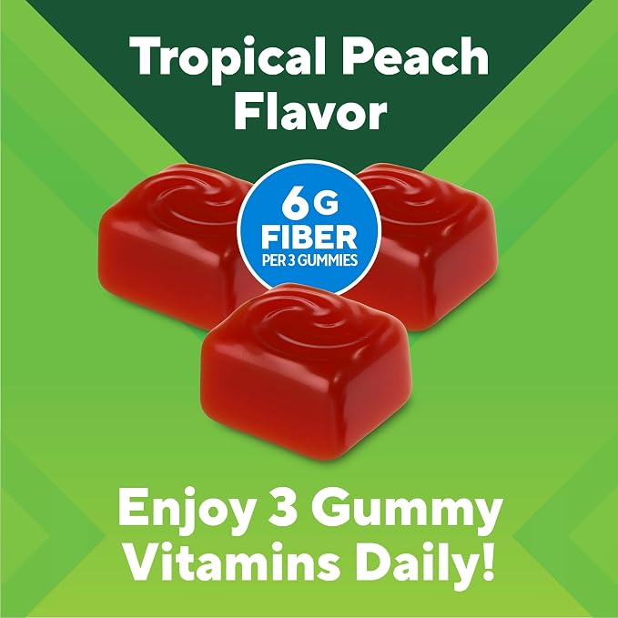 Vitafusion GLP1 Gummy Supplement | 90 Sugar Free Gummies | Vitamin & Mineral Blend with Fiber, D3, B12, and Folate | for Women & Men | Tropical Peach Flavor | Gluten Free Formula