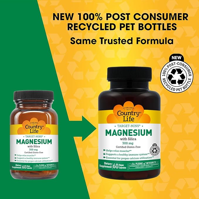 Target-Mins Magnesium with Silica 300mg, 60 Vegan Capsules, Certified Gluten Free, Certified Vegan