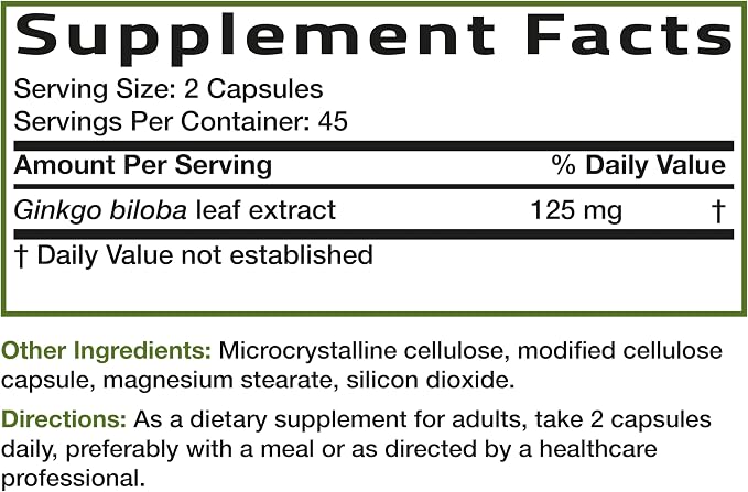 Bronson Ginkgo Biloba Extra Strength Supports Brain Function & Memory, 90 Vegetarian Capsules