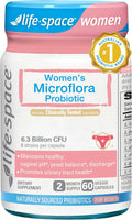 Life-Space Probiotic for Women, 2 Month Serving, Support Healthy Vaginal Microflora & Comfort, Daily Supplement for Women, pH Balance with Lactobacillus rhamnosus, 6.3 Billion CFU & 6 Strains, 60 ct