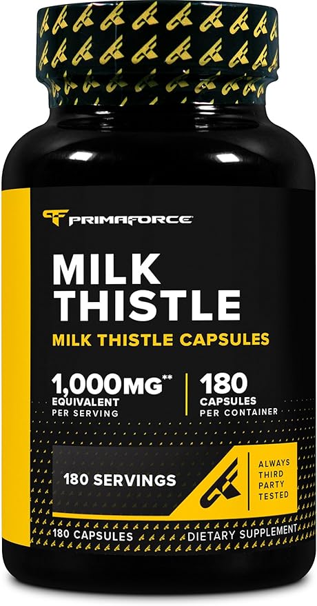 Primaforce Milk Thistle Extract 180 Capsules for 180 Servings Per Bottle - Gluten Free, GMO-Free Dietary Supplement