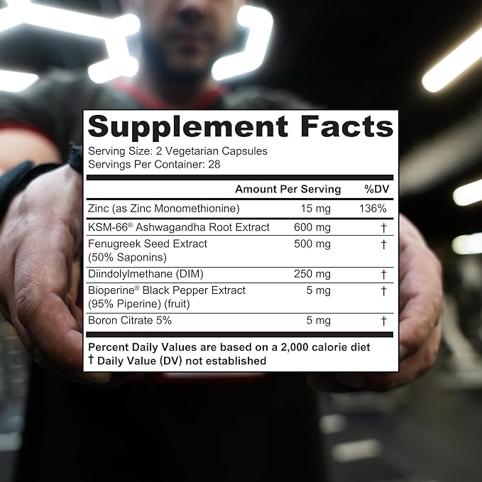 TRIUMPH Testosterone Booster for Men: Best Test Booster and Estrogen Blocker for Men with DIM, KSM 66 Ashwagandha, and Boron Citrate, Build Natural Lean Muscle Mass and Strength, 56 Veggie Capsules