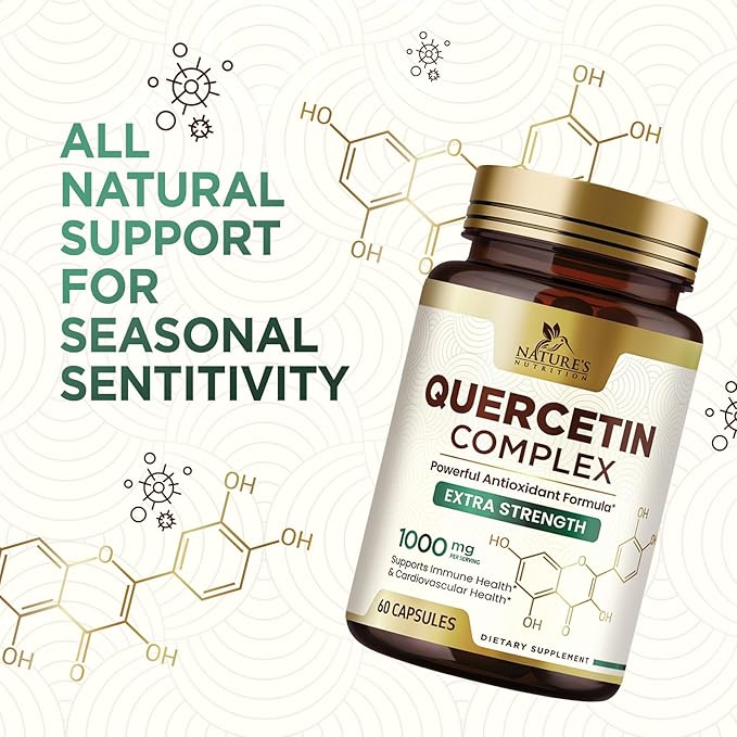 Quercetin Dihydrate 1000mg per Serving - Premium Plant-Based Bioflavonoids - Extra Strength Antioxidant Immune & Respiratory Health Support - High Absorption Quercetin Dihydrate - 60 Veggie Capsules