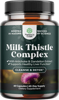 Liver Support Milk Thistle Supplement for Liver Cleanse Detox & Repair - Advanced Milk Thistle and Dandelion Root Supplement with Artichoke Extract - Dandelion Capsules for Detox - 60 Ct