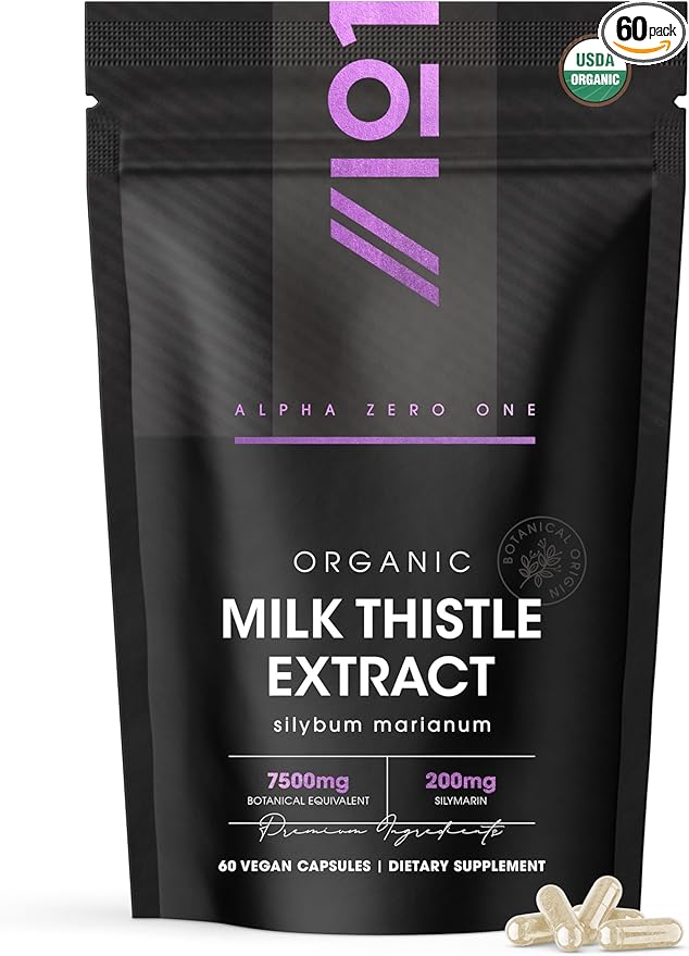 Organic Milk Thistle Extract – 80% Silymarin Flavonoids (200mg) – 60 Vegan Capsules - Standardized and Concentrated 30X Extract