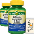 Spring Valley Calcium, Magnesium & Zinc Plus Vitamin D3 Coated Caplets, 250 Count (Pack of 2) 500count Total + me Gusta Sticker