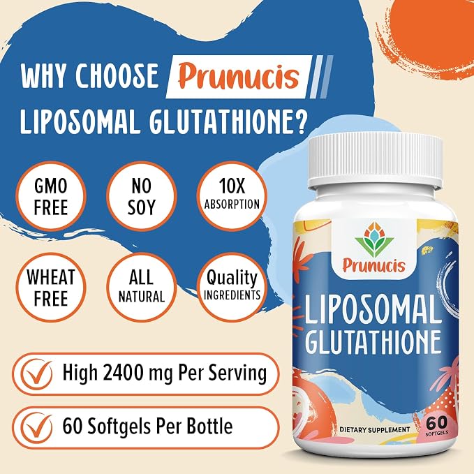 2400MG Liposomal Glutathione, with Vitamin C, Milk Thistle & Alpha-Lipoic Acid, Master Antioxidants, Pure Reduced L-Glutathione - Immune System, Cell Repair, Energy, High Absorption, 60 Softgels