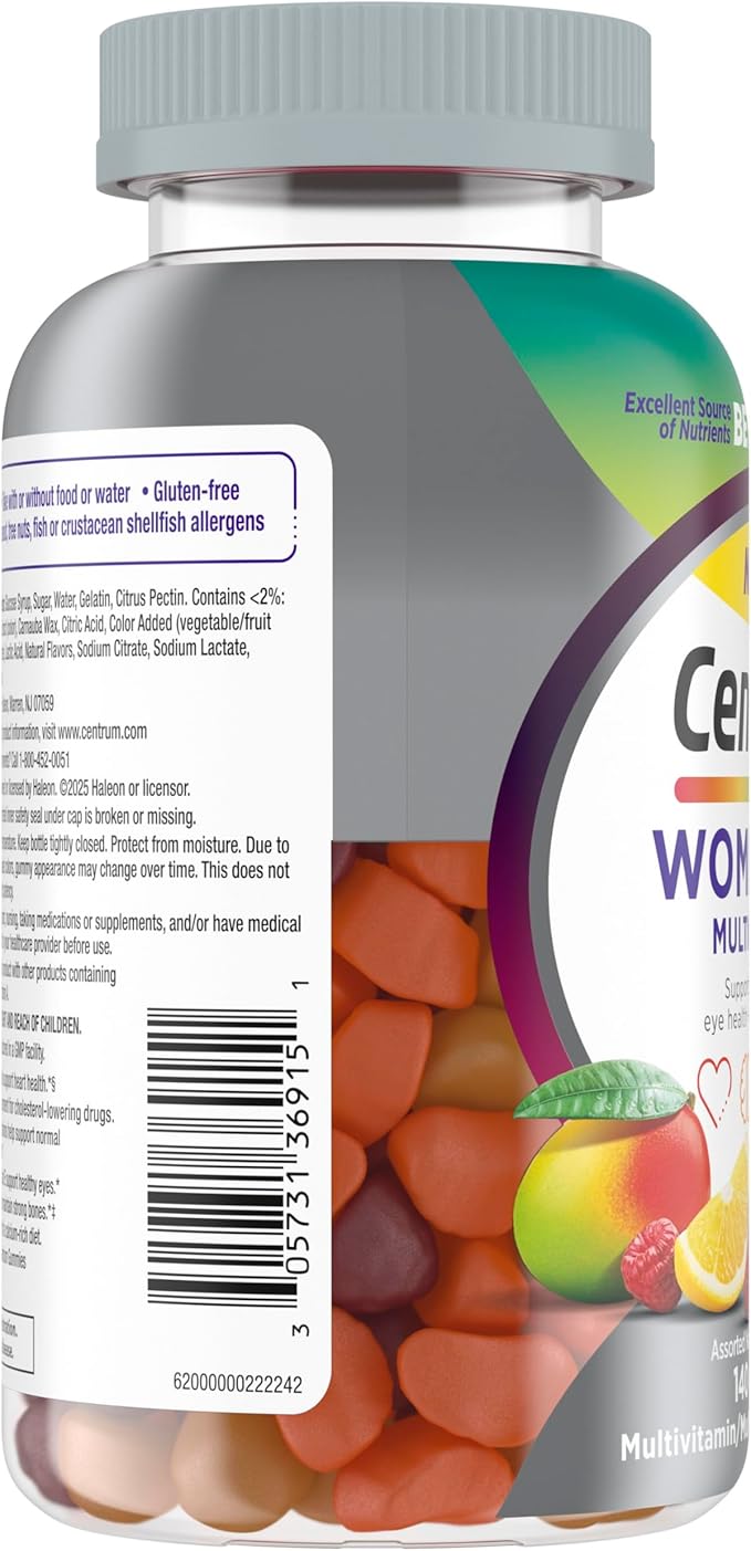 Centrum MultiGummies for Women 50 Plus, Multivitamin/Multimineral Supplement with Vitamins D3, E, B6, and B12, Assorted Fruit Flavor - 140 Count