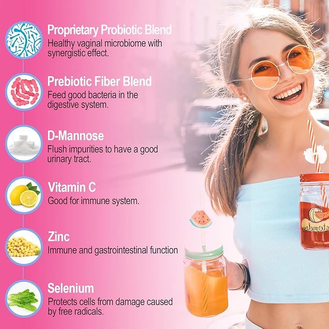 Vaginal Probiotics, PH Balance for Women, 70 Billion CFUs Womens Probiotic for Vaginal health, Urinary, Odor Control, Flor, Ph Balance & Hormone, with Prebiotic & D-Mannose - Shelf Stable, 60 Caps