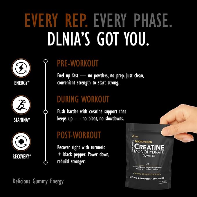 Creatine Monohydrate Gummies for Men & Women - Sugar Free & Vegan Advanced Formula W/L-Taurine + Vitamin B12 - for Muscle Strength, Muscles Builder, Recovery (120 Count (Pack of 1), Strawberry)