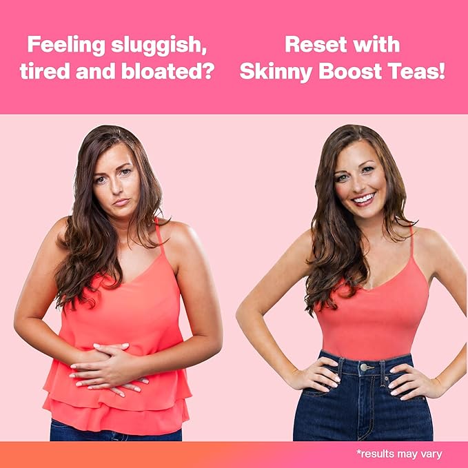 Skinny Boost Detox Tea Kit Slimming Tea for Weight, Metabolism, Energy, Bloating & Colon Cleanse – Green Tea, Herbal, Vegan, Keto, Non-GMO, Sugar-Free-2 PACK –1 Daytime Hibiscus (28 Bags) + 1 Evening Apple -(14 Bags)