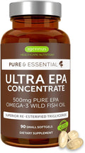 Igennus Ultra Pure Omega-3 EPA 500mg, Highly Concentrated IFOS Certified Wild Fish Oil, Advanced rTG Triglyceride Form, Non-GMO, 90 Small Softgels