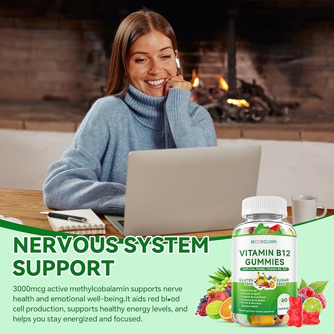 2 Pack Methyl B-12 3000mcg Gummies for Kids & Adults, Vitamin B12 (Methylcobalamin) with Vitamin B6, Folate & D3, Supports Energy, Metabolism & Immune Wellness, 120 Count