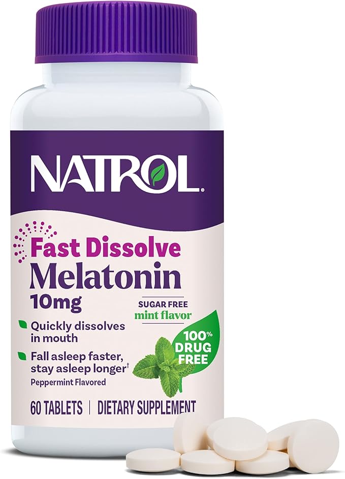 Natrol Melatonin 10mg Fast Dissolve Tablets - Peppermint Flavor, 60 Count, Sleep Support, Fast Dissolve Melatonin for Adults, 60-Day Supply
