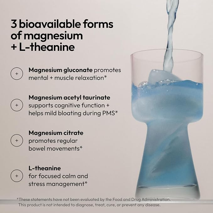 Moon Juice Magnesi-Om Magnesium Powder Supplement - Chelated Magnesium Complex + L-Theanine Blend for Rest, Relaxation & Regularity - Vegan, Non-GMO & No Sugar, Blue Lemon, 4.2 oz, 30 Servings