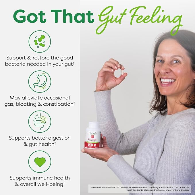 Probulin Colon Support Probiotic Supplement, Daily Gut, Digestive, and Immune Health Probiotics Capsules for Men and Women, 20 Billion CFU, Vegan, 30 Count Bottle