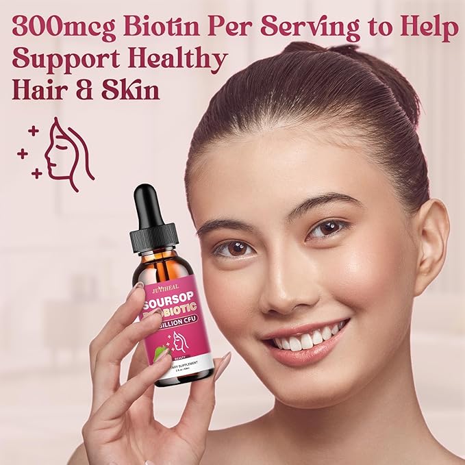 Soursop Probiotic Liquid Drops, Soursop Bitters Liquid with Probiotic Beauty Collagen Boost for Hair, Skin, and Nails, Immune Boost