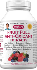 ANDREW LESSMAN Fruit Full Anti-Oxidant Extracts 360 Capsules - 14 Natural Fruit and Berry Extracts. Bilberry, Cranberry, Grape Seed, Pomegranate, Resveratrol, and More. Easy to Swallow Capsules