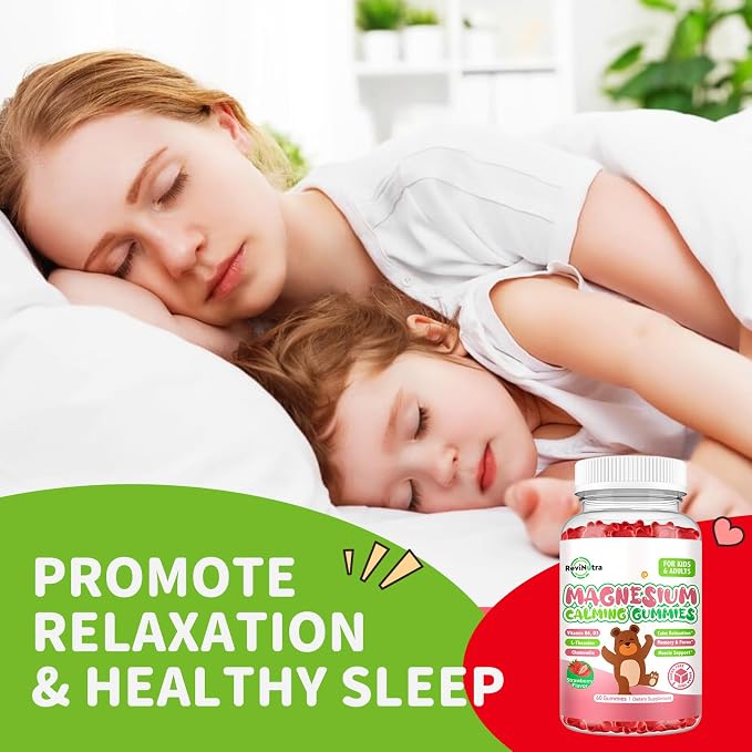 Kids Magnesium Glycinate Gummies, Magnesium Supplement with L-Theanine, Vitamin B6, D3 for Kids & Adults, Calm Magnesium for Sleep Relaxation,Brain,Bones,Sugar Free Strawberry 120ct