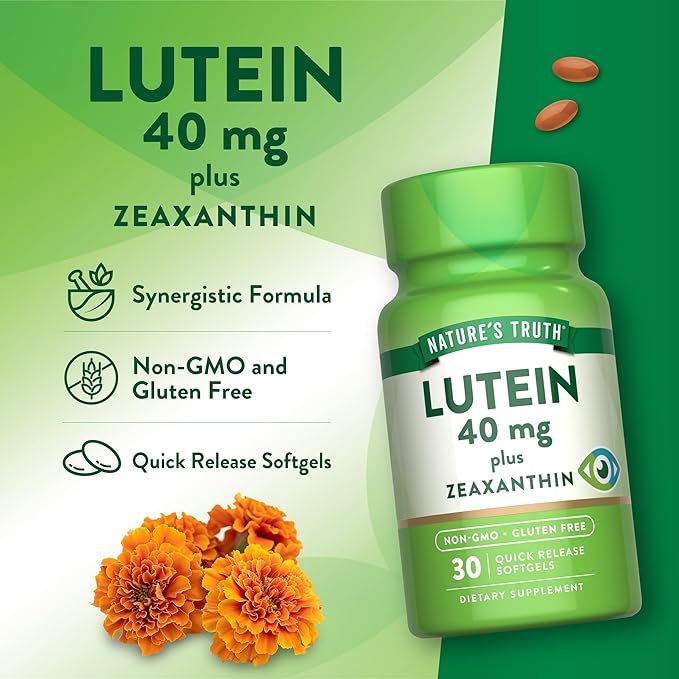 Nature's Truth Lutein and Zeaxanthin Supplement | 40mg | 30 Softgels | Non-GMO & Gluten Free