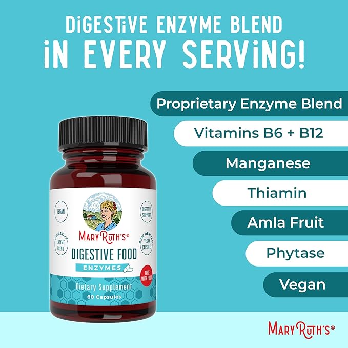 MaryRuth Organics Digestive Enzymes | Up to 2 Month Supply | Vegan Digestive Health Aid and Gut Health Enzyme Complex | Over 12 Enzymes | Vitamins B6 & B12