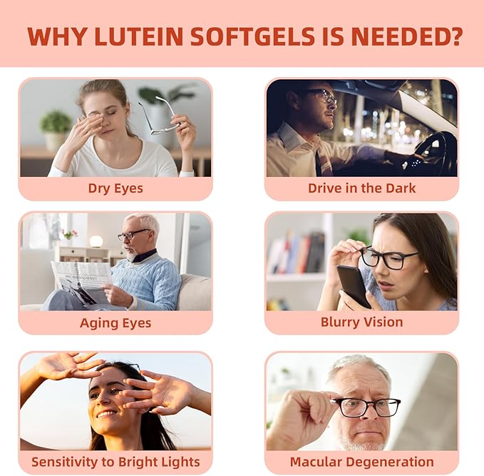 Lutein and Zeaxanthin Supplement Softgels: Eye Vitamins and Supplements with Vitamins C, E, Omega 3, Lutein & Zeaxanthin for Improving Vision and Relieving Eye Fatigue