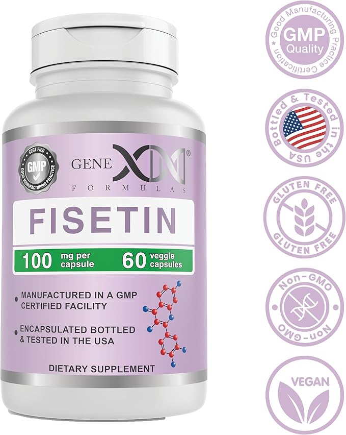 Genex Formulas Fisetin 100mg/Serving (60 Capsules) - Antioxidant That Supports Healthy Aging, Brain Wellness & Cognitive Health - Non-GMO, Gluten Free, Vegetarian - 2 Month Supply (Pack of 2)