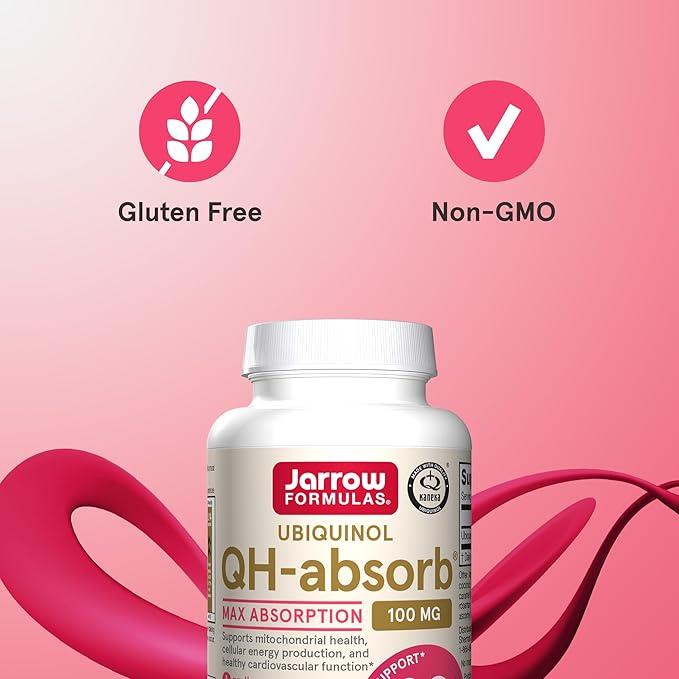 Jarrow Formulas QH-Absorb Ubiquinol 100mg - 60 Softgels - High Absorption & Active Antioxidant Form of Co-Q10 - Supports Mitochondrial Energy Production & Healthy Cardiovascular Function