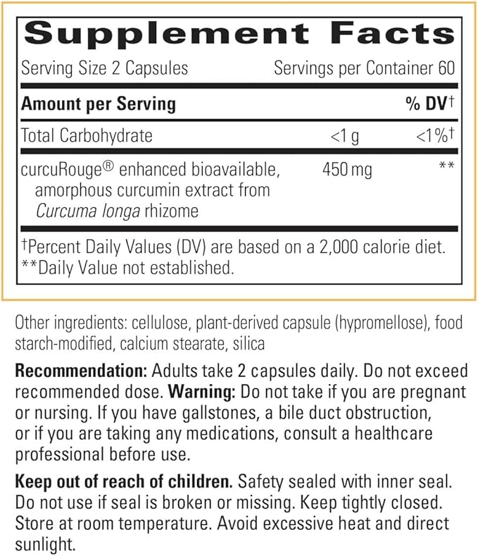 Integrative Therapeutics Curalieve - Curcumin Formula for Antioxidant Support* - High Absorption Curcumin - Vegan, Gluten-Free & Dairy-Free - 120 Capsules (60 Servings)