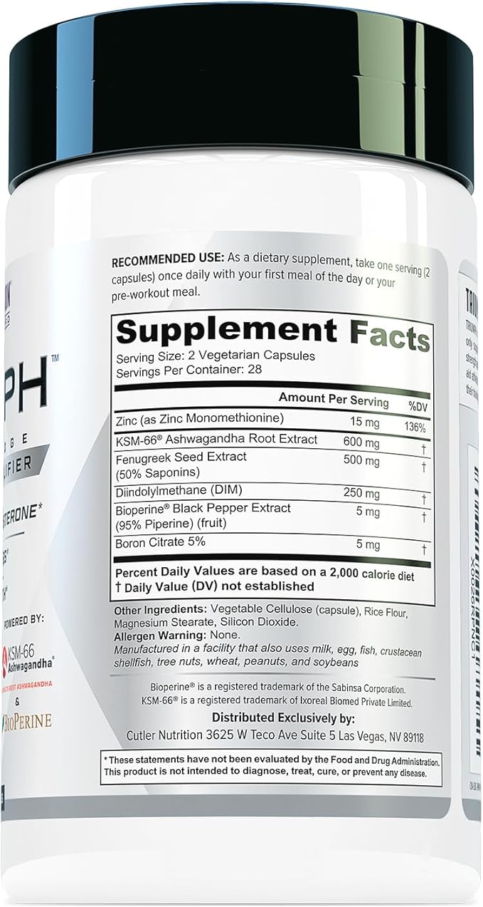 TRIUMPH Testosterone Booster for Men: Best Test Booster and Estrogen Blocker for Men with DIM, KSM 66 Ashwagandha, and Boron Citrate, Build Natural Lean Muscle Mass and Strength, 56 Veggie Capsules