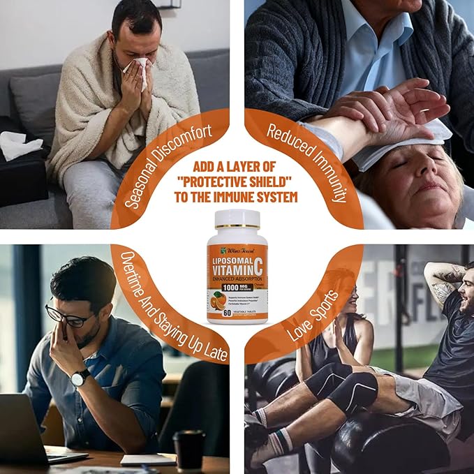 Liposomal Vitamin C Chewable Tablets, 1000mg Per Serving, High Absorption Fat-Soluble Dietary Supplement, Supports Immune Health & Antioxidant, 60 Count