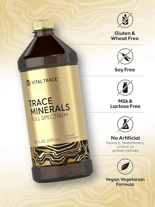 Carlyle Trace Minerals with Magnesium, Chloride, Sodium & Potassium | 16 fl oz | Vegetarian, Non-GMO, and Gluten Free | by Vital Trace