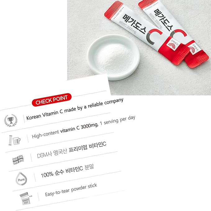 Korean Powder Vitamin Stick, Individually Packaged Powder Stick, for K.O.R.E.A.E.U.N.D.A.N Vitamin C 3,000mg (100 Packets, 300g)