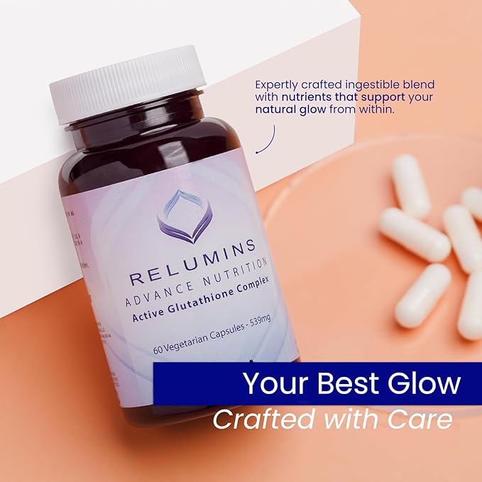 Relumins Advance White Active Glutathione Complex - Max Dose 900mg Glutathione with 6X Boosters, ALA & NAC - Spring Glow Essentials Anti-Aging Skin Brightening Supplement - 60 Caps x 3 Bottles