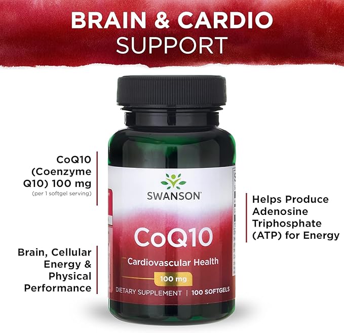 Swanson CoQ10 - Energy Antioxidant Support - Coenzyme Q10 Supplement - (100 Softgels, 100mg Each)