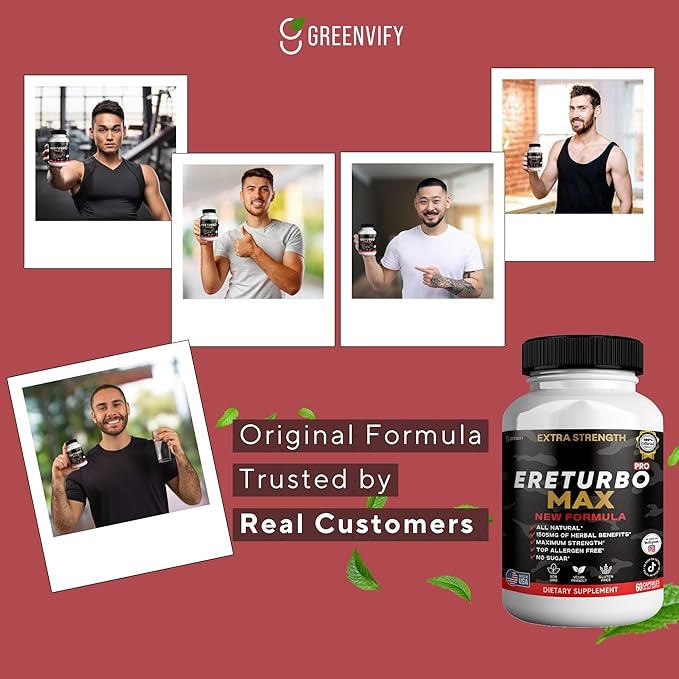 Ereturbo Max Pro Extra Strength, Organic Maca Root Supplement, 60 Capsules, 30-Day Supply, Herbal Benefits (1)