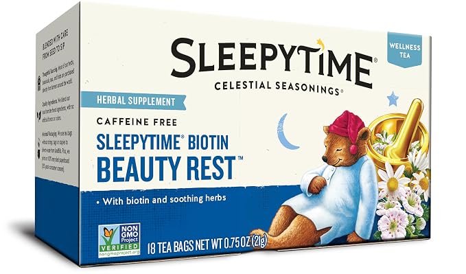 Celestial Seasonings Sleepytime Biotin Beauty Rest Tea, 18 Tea Bags Box (Pack of 2)