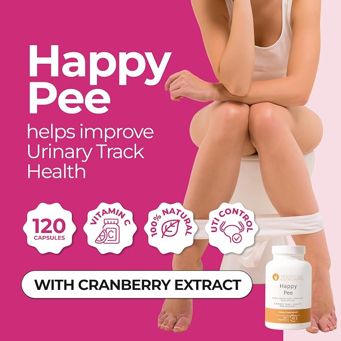 ZENZSUAL Happy Pee, 120 Capsules – Urinary Tract Support & Bladder Health Supplement with Cranberry, D-Mannose, Vitamin C and Oregano for Women and Men – Healthy Flow, Comfort & Fluid Balance