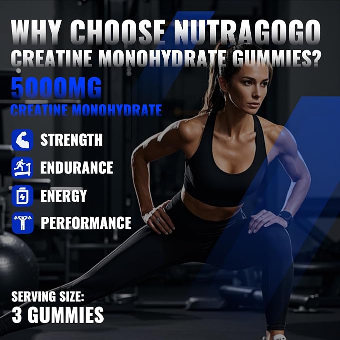 NSF Certified Creatine Gummy - Creatine Monohydrate Gummies for Men & Women-5g of Creatine Monohydrate per Serving - Sugar Free,Vegan, Blueberry Electrolyte Chews, 135 Count