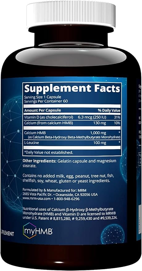 MRM - HMB 1000, Muscle Maintenance, Helps Improve Muscle Strength and Body Composition (60 Count)